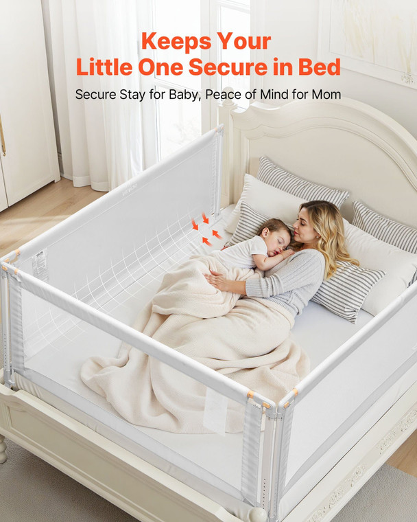 3 Piece Toddler Bed Rail, Kids Beds Guard Rail with Reinforced Iron Pipe and Oxford Cloth, Adjustab E415-YYECLHHLBYSXDOT07001V0
