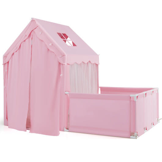 Kids Play Tent with Playpen 2-in-1 Toddler Playhouse with Yard-Pink - Color: Pink D681-TP10471PI