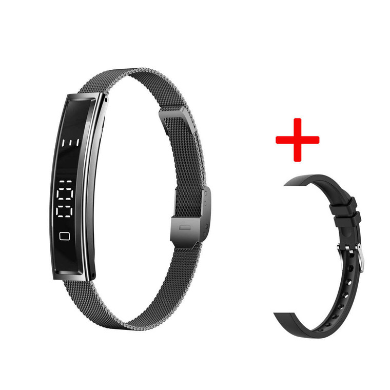 Color: BLACK - Black Link Metal Band - Vitalia PRO Smart Wristband Fitness Trackers With Screen + E K290-52889997082897