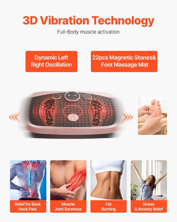 Vibration Plate Exercise Machine, Whole Body Shaker with Magnetic Acupoints for Lymphatic Drainage  E415-WFSKZDJFSXXK2F4UO001V1