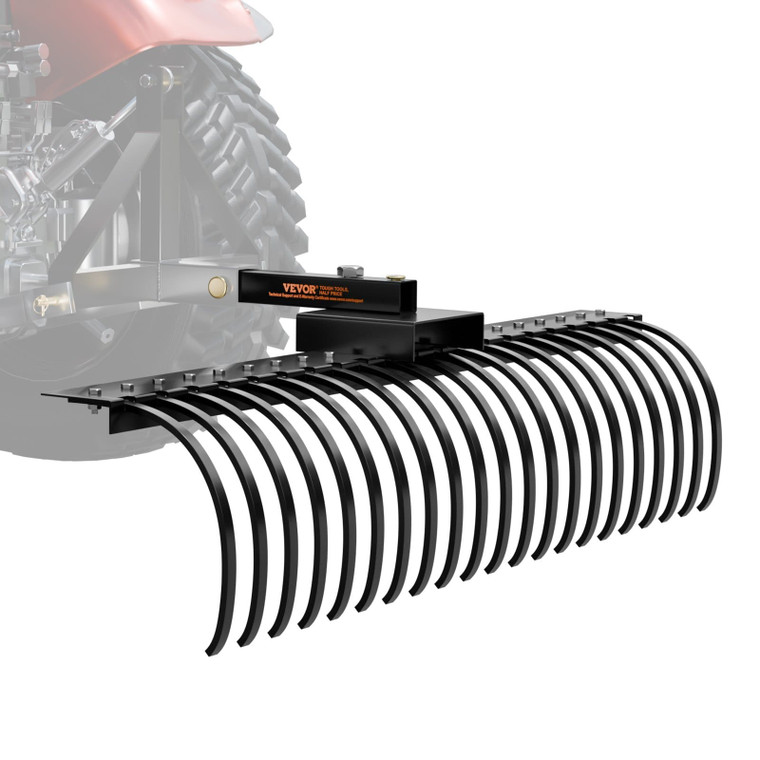 Tow Behind Landscape Rake, 60" Tow Dethatcher with 21 Steel Coil Tines, Lawn Dethatcher Rake Attach E415-ZXSCJ60BDSDLG2B3EV0