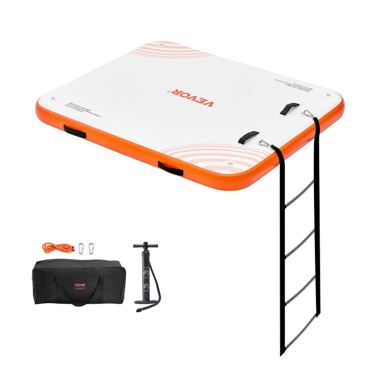 Inflatable Floating Dock, 6 x 5FT Inflatable Dock Platform, Non-Slip Water Floating Dock Mat with P E415-CQFT6X5FTPTKVGF3VV0