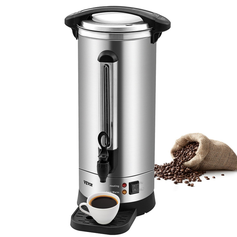  Commercial Coffee Urn, 110 Cups Stainless Steel Large Coffee Dispenser, 1500W 110V Electric Coffee E415-BSYK110SUS304EMWKV1