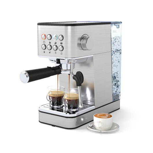 Costway Espresso Machine 20 Bar Compact Stainless Steel Coffee Maker with Milk Frother-Silver - Col D681-walmart-ES10585US-SL