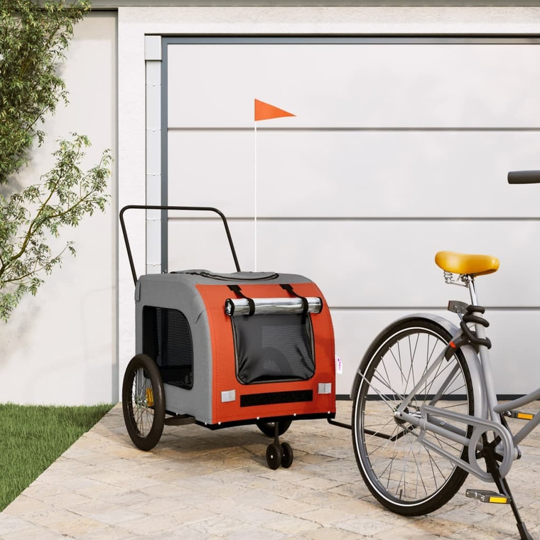  Pet Bike Trailer Orange and Gray Oxford Fabric and Iron A949-93858