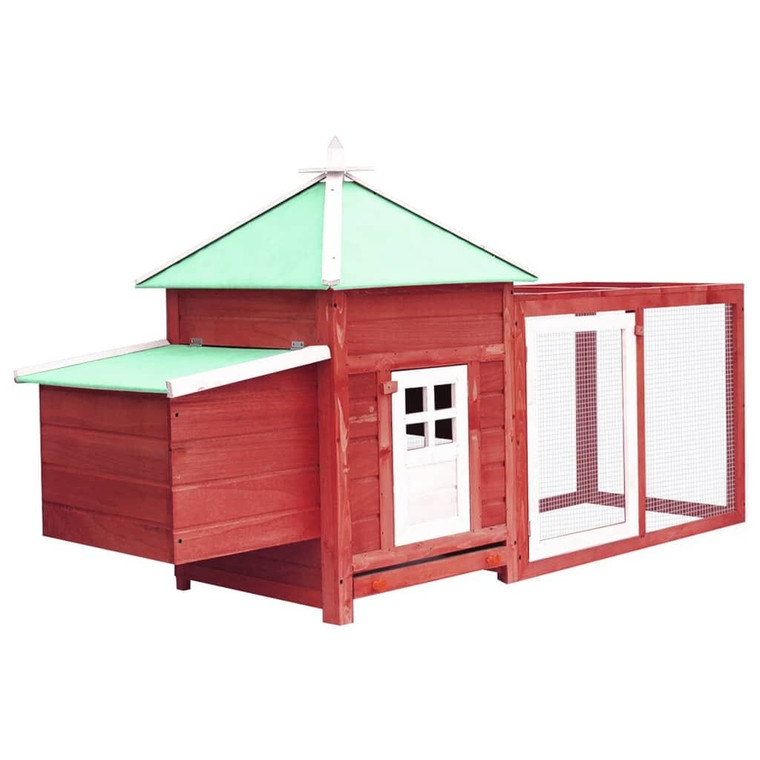  Chicken Coop with Nest Box Red 74.8"x28.3"x40.2" Solid Firwood A949-170983
