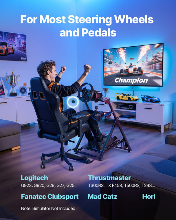 Racing Wheel Stand, Adjustable & Foldable Simulator Stand for Logitech G923 G920 G29 G27, Thrustmas E415-XXZJXXFGCG00EHKMT001V0