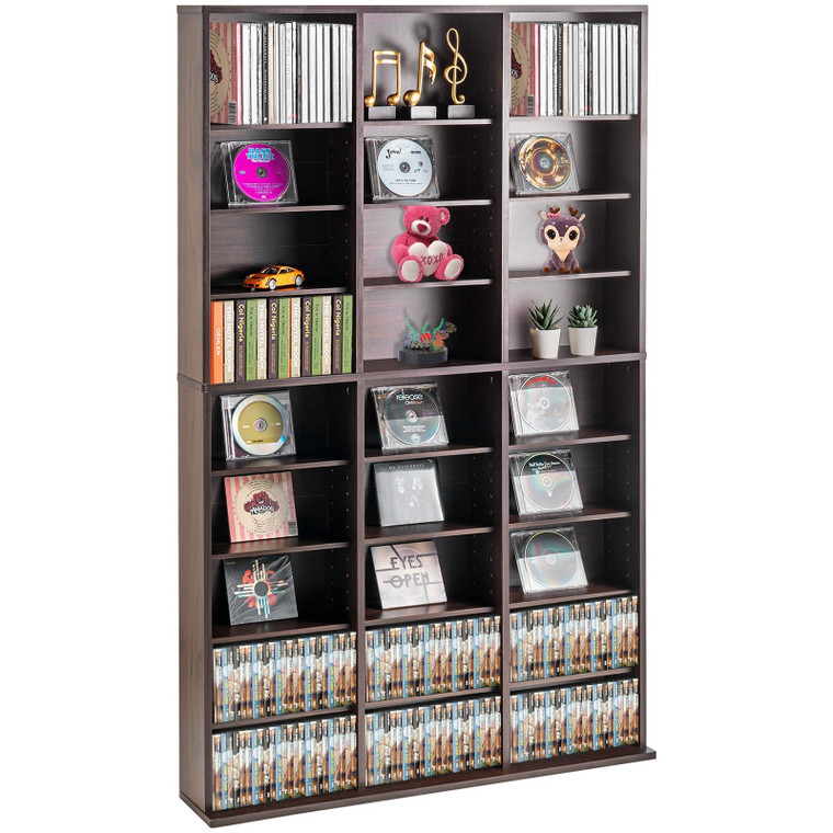 Media Storage Cabinet, 9-layer DVD Shelf Holds up to 756 CDs, Adjustable CD Shelves 27 Compartments E415-DVDCDCCJKFS2574OVV0