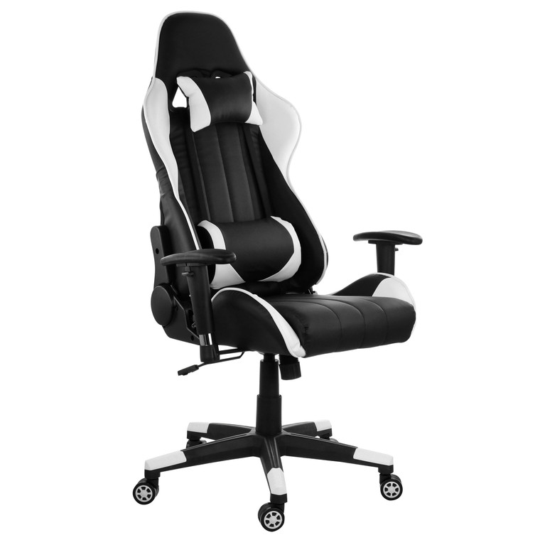 GameFitz Gaming Chair in Black and White Trim D970-GF-2101