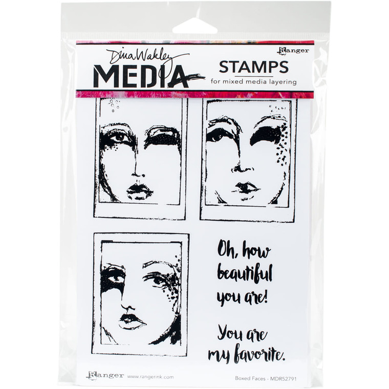 Ranger Dina Wakley Media Cling Stamps Boxed Faces N274-FC01052791