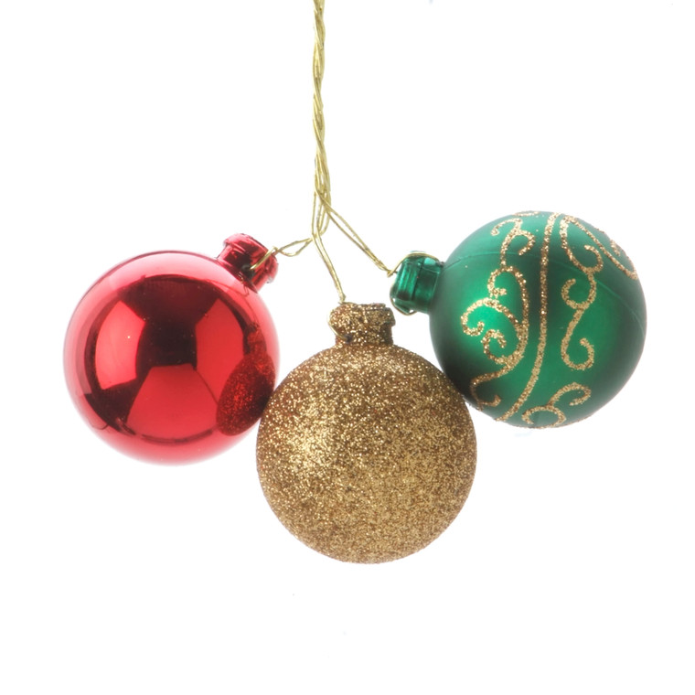 Christmas Ornament Pick Red and Green and Gold 40 Mm 3 Tips N274-FC01288432