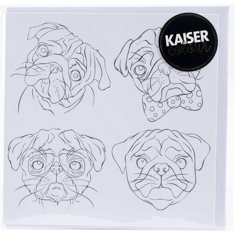Kaiser Colour Gift Card with Envelope Pug Faces N274-FC01450191