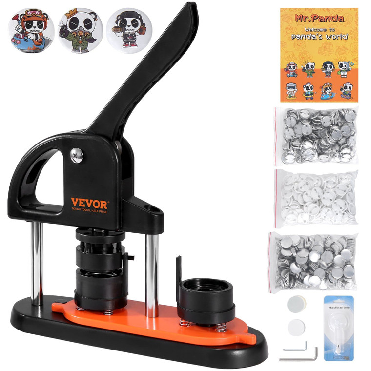  Button Maker, 1.25 inch/32mm Pin Maker with 500pcs Button Parts, Ergonomic Arc Handle Punch Press  E415-SLKXZJ32MM500JRFVV0