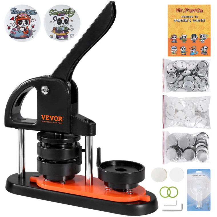  Button Maker Machine, 2.28 inch/58mm Pin Maker with 100pcs Button Parts, Ergonomic Arc Handle Punc E415-SLKXZJ58MM100NXJ1V0