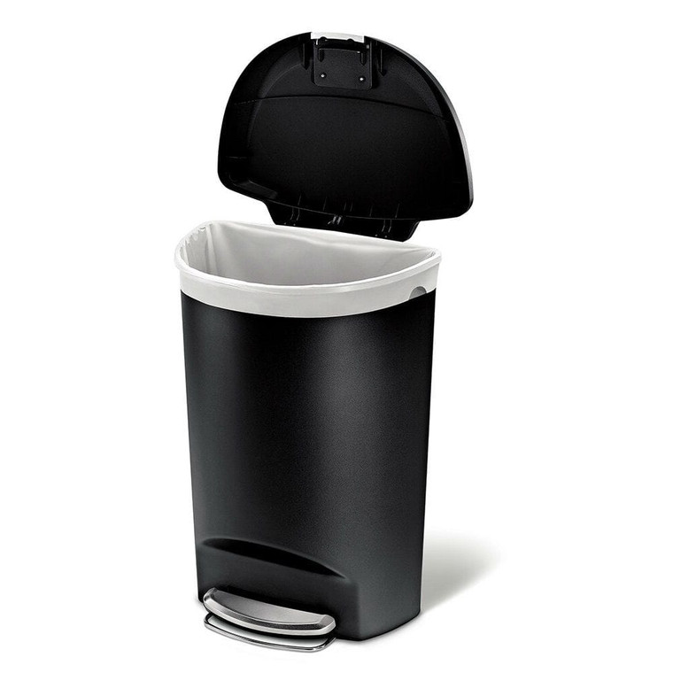 Black 13-Gallon Kitchen Trash Can with Foot Pedal Step Lid Q280-BTHGRC43897921