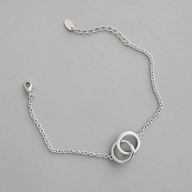 Party Double Loops Curb Chain 925 Sterling Silver Bracelet R866-HFH_572509984175