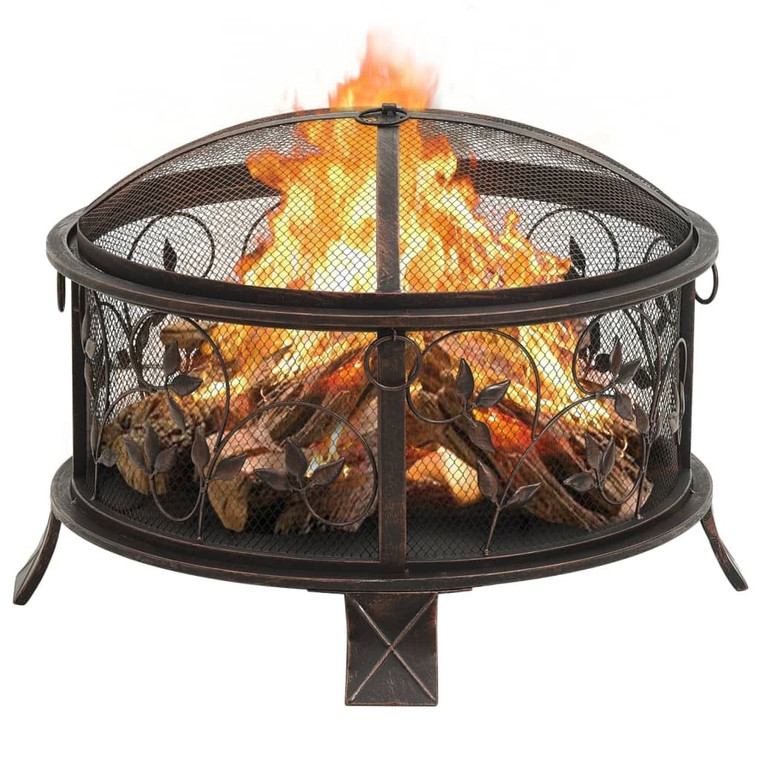 Rustic Fire Pit with Poker 26.6" XXL Steel A949-311891