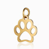 Charm-DOG PAW PRINT with Jump Ring-9x8mm Gold Plated Stainless Steel