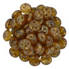 2-Hole Lentil Beads 6mm CzechMates LUSTER TRANSPARENT GOLD SMOKEY TOPAZ