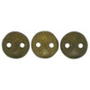 2-Hole Lentil Beads 6mm METALLIC SUEDE DK GREEN