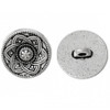 BUTTON-Flower Carved-15mm Antique Silver Patina