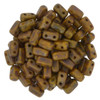 2-Hole Brick Beads 6x3mm CzechMates SUNFLOWER YELLOW COPPER PICASSO