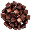 2-Hole TILE Beads 6mm CzechMates SATURATED METALLIC CHICORY COFFEE