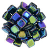 2-Hole TILE Beads 6mm CzechMates JET DOUBLE SIDED AB