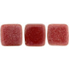 2-Hole TILE Beads 6mm METALLIC SUEDE GUAVA