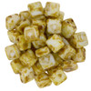 2-Hole TILE Beads 6mm CzechMates OPAQUE WHITE PICASSO