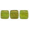 2-Hole TILE Beads 6mm GOLD MARBLED OLIVINE