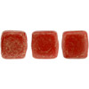 2-Hole TILE Beads 6mm GOLD MARBLED OPAQUE RED