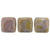 2-Hole TILE Beads 6mm LUSTER OPAQUE GOLD SMOKY TOPAZ