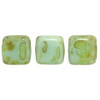 2-Hole TILE Beads 6mm OPAQUE PALE TURQUOISE PICASSO