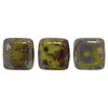 2-Hole TILE Beads 6mm OPAQUE OLIVE PICASSO