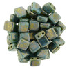 2-Hole TILE Beads 6mm CzechMates TURQUOISE BRONZE PICASSO