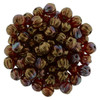 Czech Glass Melon Beads BRONZE IRIS RUBY 5mm