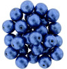 Czech Glass DRUK Beads 8mm Round SATURATED METALLIC NAVY PEONY