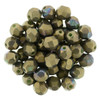 Firepolish 6mm Czech Glass Beads OXIDIZED BRONZE CLAY