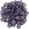 Baby Bell Flower Czech Glass Beads 6x4mm ROSE SHIMMER TANZANITE