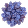 Baby Bell Flower Czech Glass Beads 6x4mm BLUE RASPBERRY SWIRL