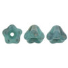Baby Bell Flower Czech Beads 6x4mm LUSTER OPAQUE TURQUOISE