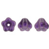 Baby Bell Flower Czech Beads 6x4mm METALLIC SUEDE LAVENDER