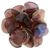 Rose Petal Czech Glass Beads 14x13mm TWILIGHT SIAM RUBY