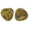 Rose Petal Czech Beads 14x13mm OPAQUE YELLOW BRONZE PICASSO