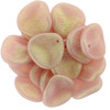 Rose Petal Czech Glass Beads 14x13mm SUEDED OLIVE MILKY PINK
