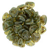 Rose Petal Czech Glass Beads 8x7mm MILKY PERIDOT BRONZE PICASSO