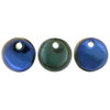 Czech Glass Lentil Beads BLUE IRIS HALF COAT TEAL