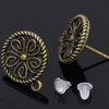 STUD EARRINGS C SHAPE w/Ring 20x5mm Antique Gold