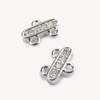 White Gold Plated Rhinestoned Elegant 2-strand Connector 8mm